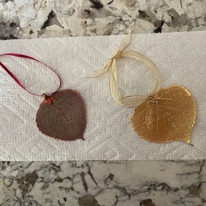 Lot of 2 Aspen leaf pendants 24K Gold Dipped and Copper Dipped